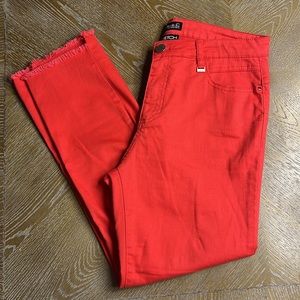 CONRAD C COLLECTION Stretch Red Raw Hem Pant 6